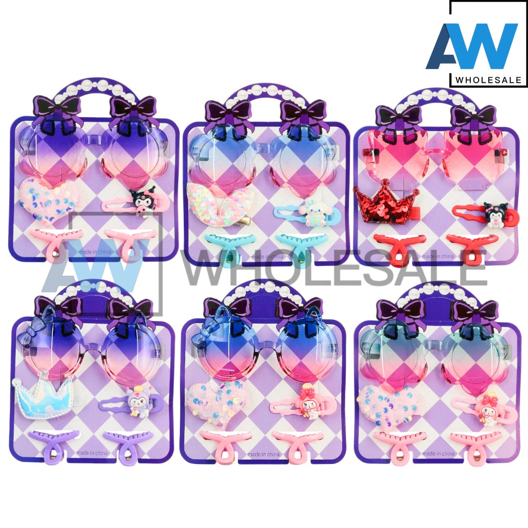 HPN-2562 (1 card) 5 in 1 Sunglasses + Hair Clip Set