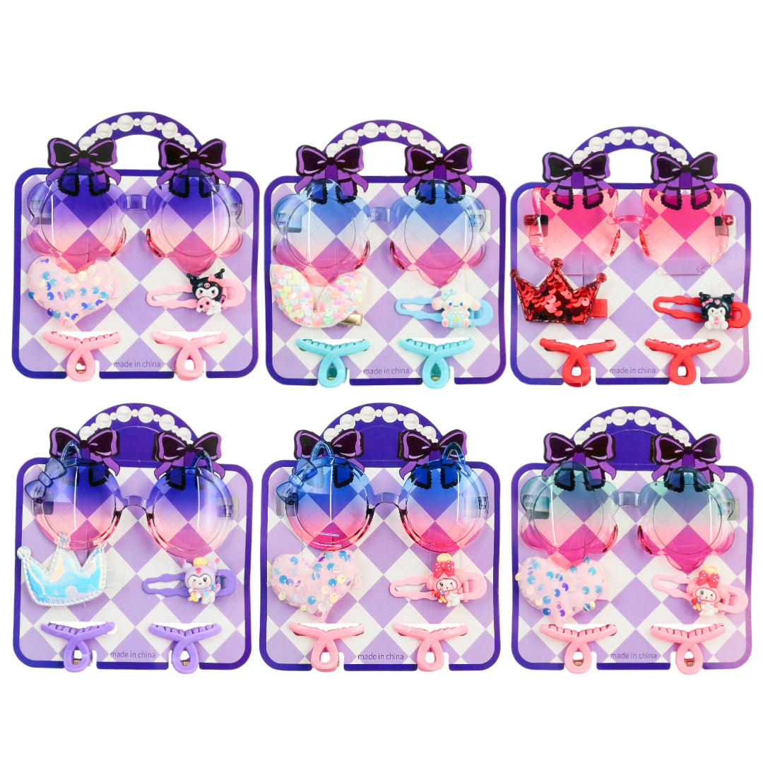 HPN-2562 (1 card) 5 in 1 Sunglasses + Hair Clip Set