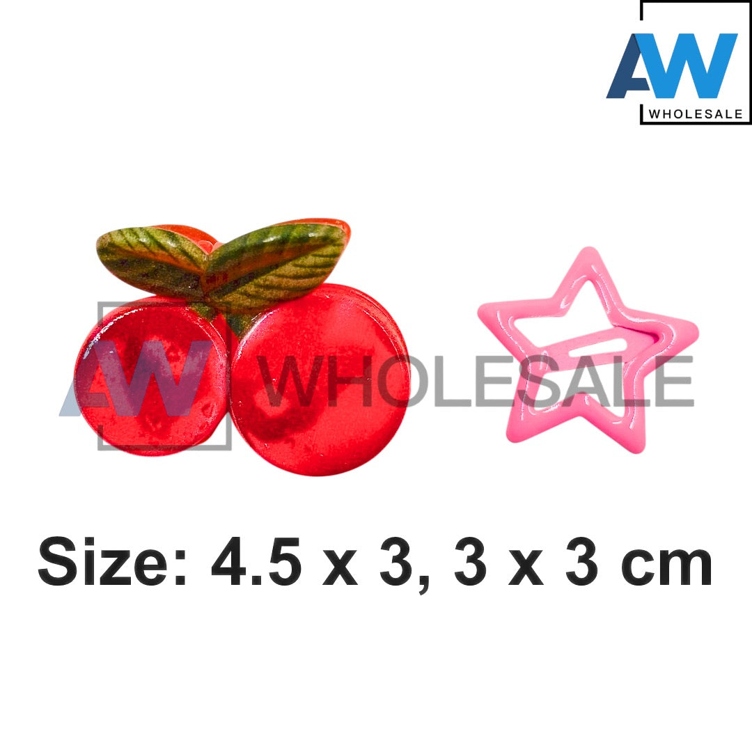 HPN-2563 (8 sets) 2 Star + 1 Fruit Hair Clip Set