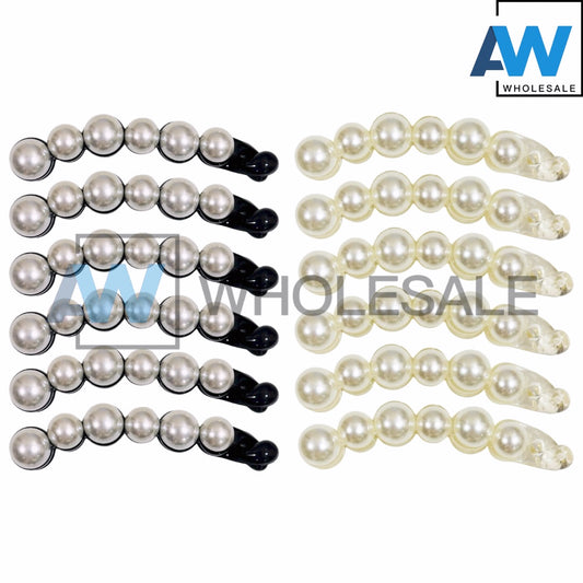 HPN-2566 (12 pcs) Pearl Banana Hair Clip