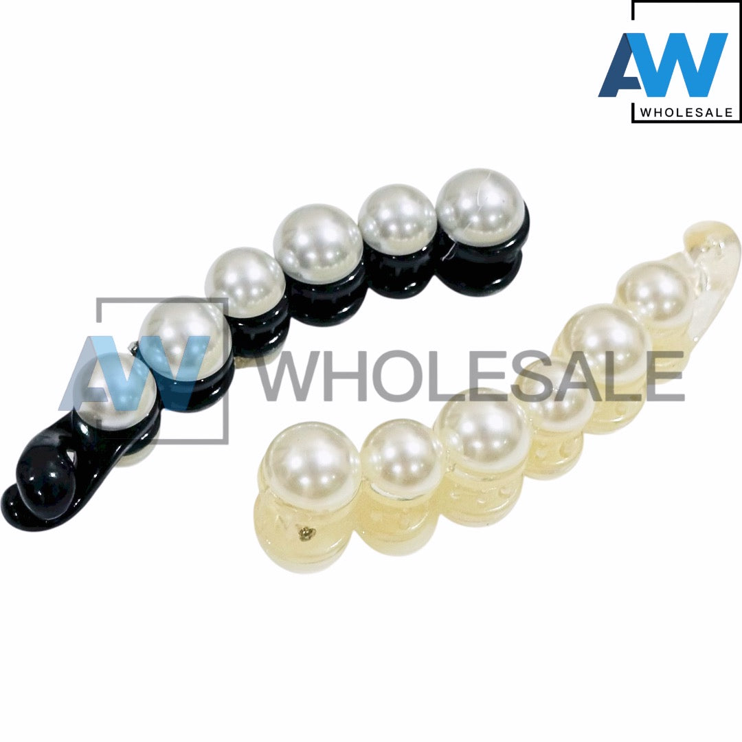 HPN-2566 (12 pcs) Pearl Banana Hair Clip