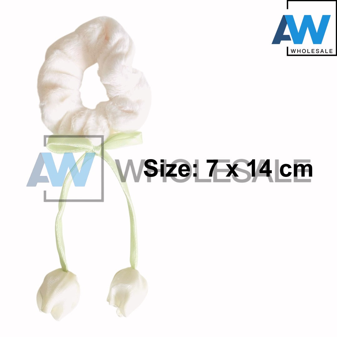 HPN-2569 (10 pcs) Tulip Ribbon Scrunchies Hair Ties