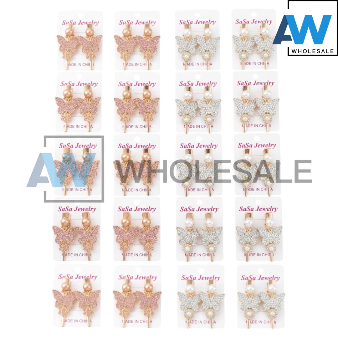 HPN-2572 (10 pcs) Butterfly Diamond Hair Clips