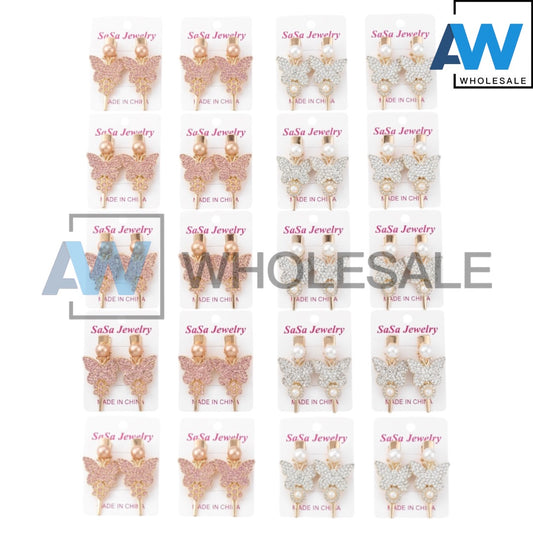 HPN-2572 (10 pcs) Butterfly Diamond Hair Clips