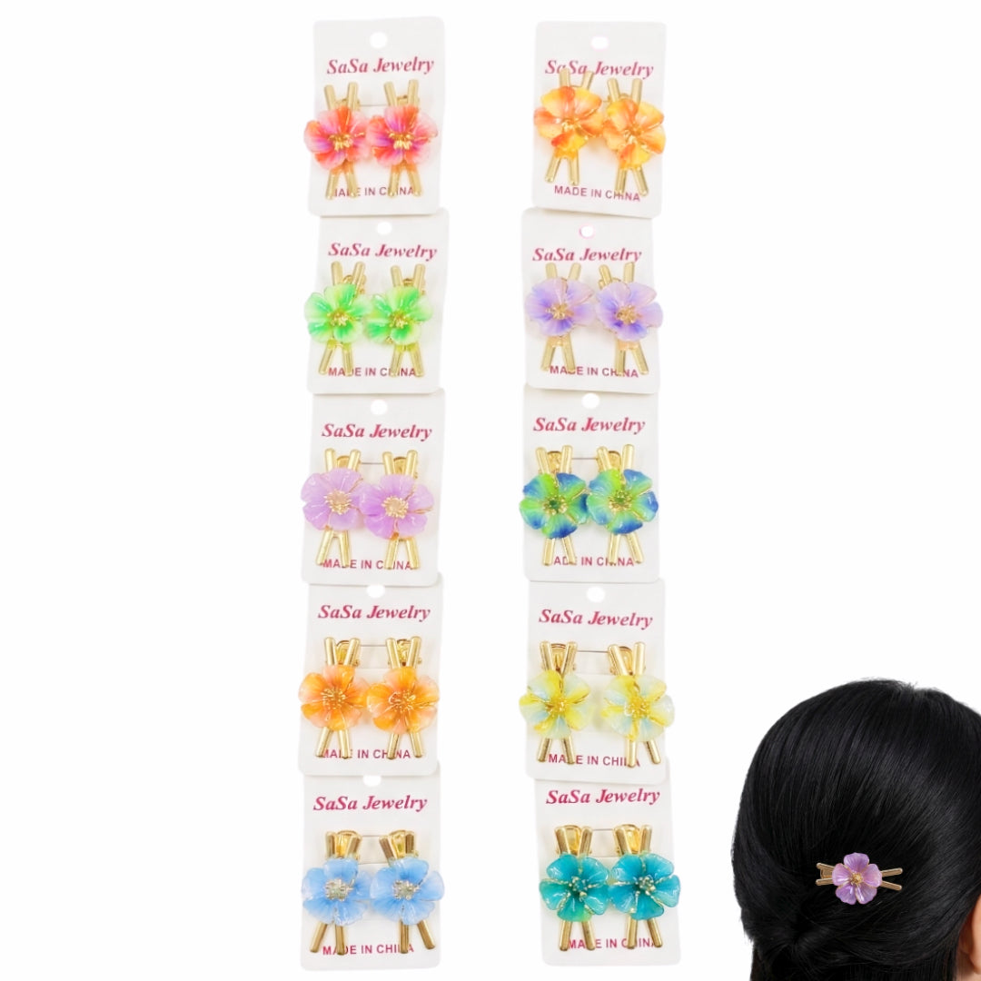 HPN-2573 (10 pcs) Flower Metal Hair Clips
