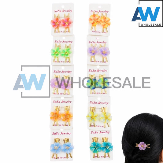 HPN-2573 (10 pcs) Flower Metal Hair Clips