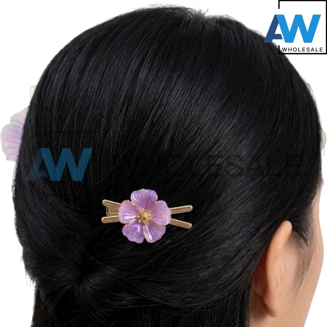 HPN-2573 (10 pcs) Flower Metal Hair Clips