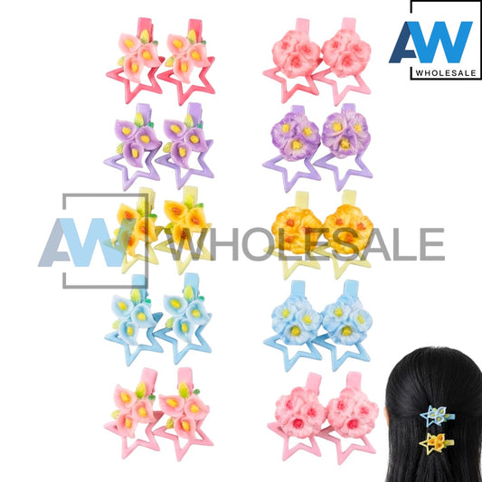 HPN-2574 (10 pcs) Flower Star Hair Clips
