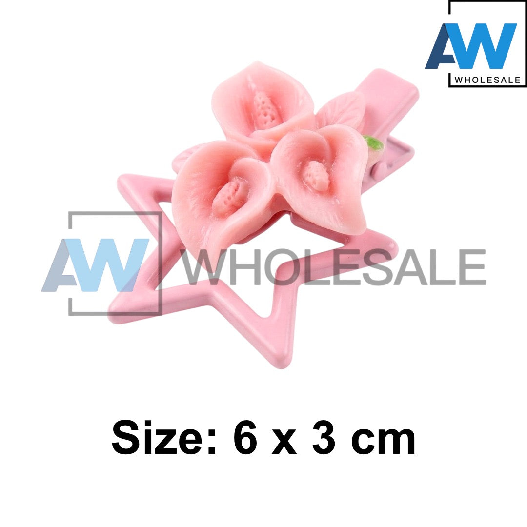 HPN-2574 (10 pcs) Flower Star Hair Clips