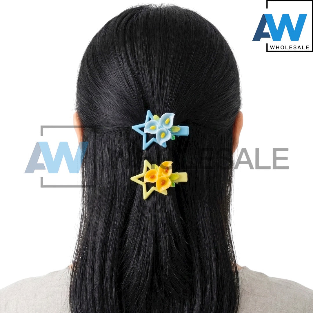 HPN-2574 (10 pcs) Flower Star Hair Clips