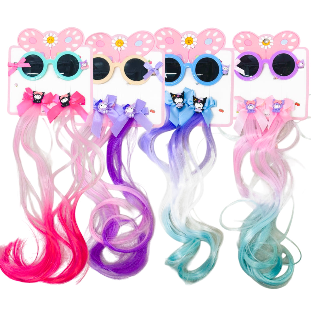 HPN-2576 (1 set) Sun Glass + Hair Extensions