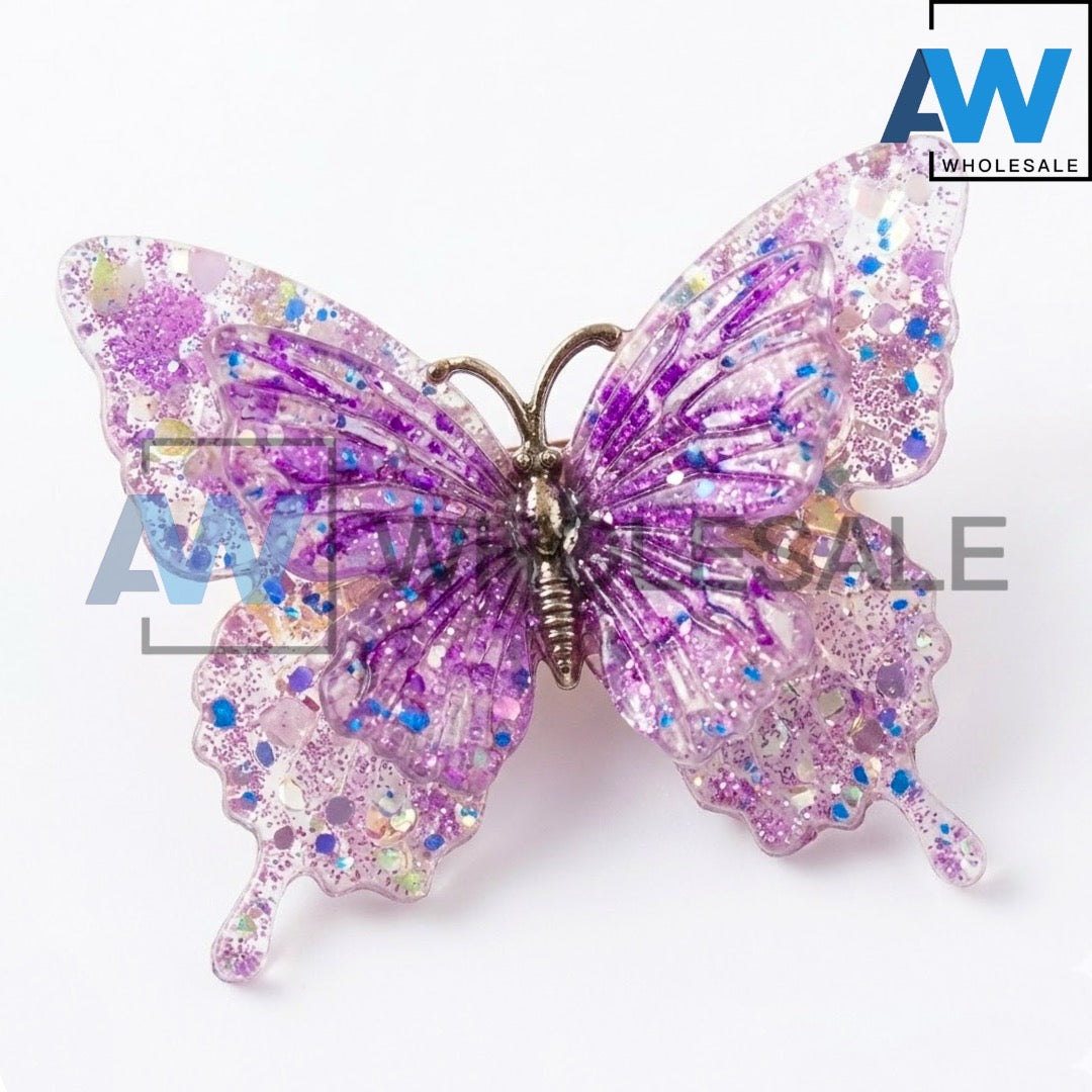 HPN-2577 (12 pcs) Butterfly & Flower 2 in 1 Hair Clip Set
