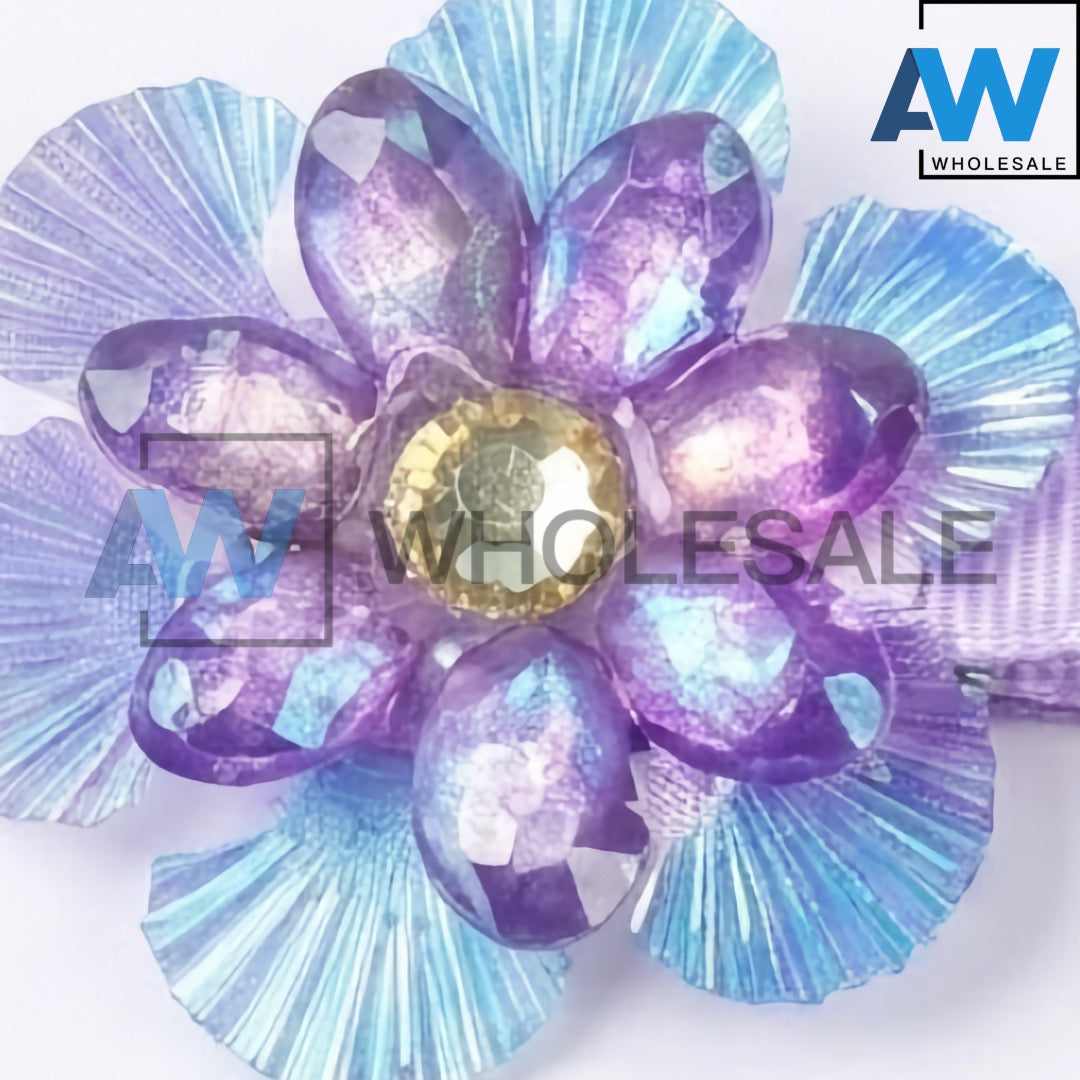 HPN-2582 (10 pcs) Gemstone Flower Hair Clips