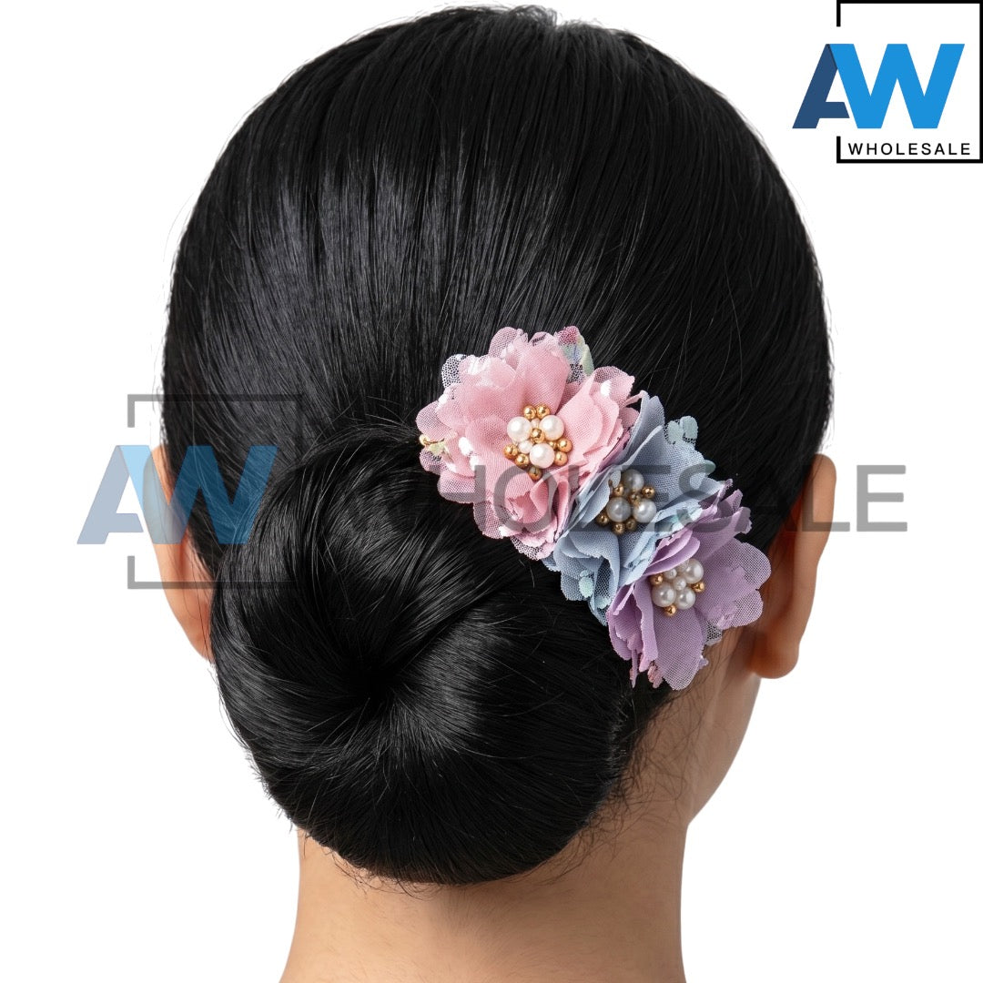HPN-2583 (10 pcs) Rose Flower Hair Clips