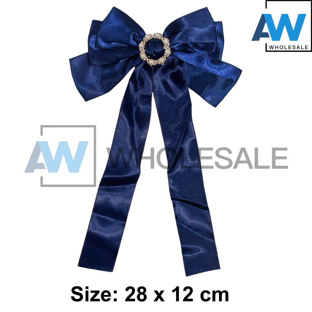 HPN-2586 (12 pcs) Long Ribbon Bow Hair Clips