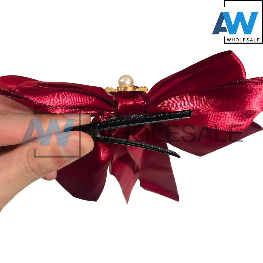 HPN-2586 (12 pcs) Long Ribbon Bow Hair Clips