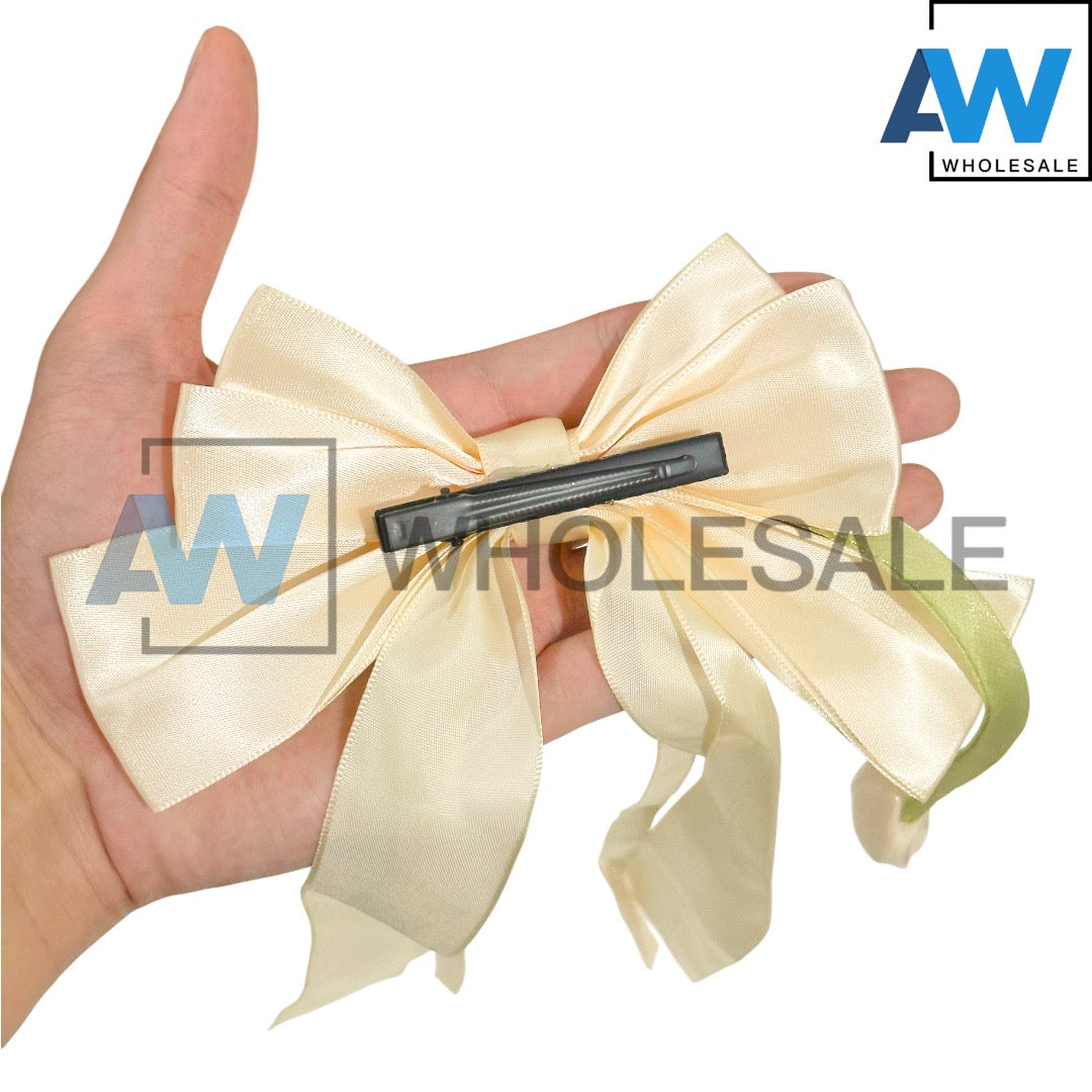 HPN-2587 (12 pcs) Tulip Ribbon Bow Hair Clips