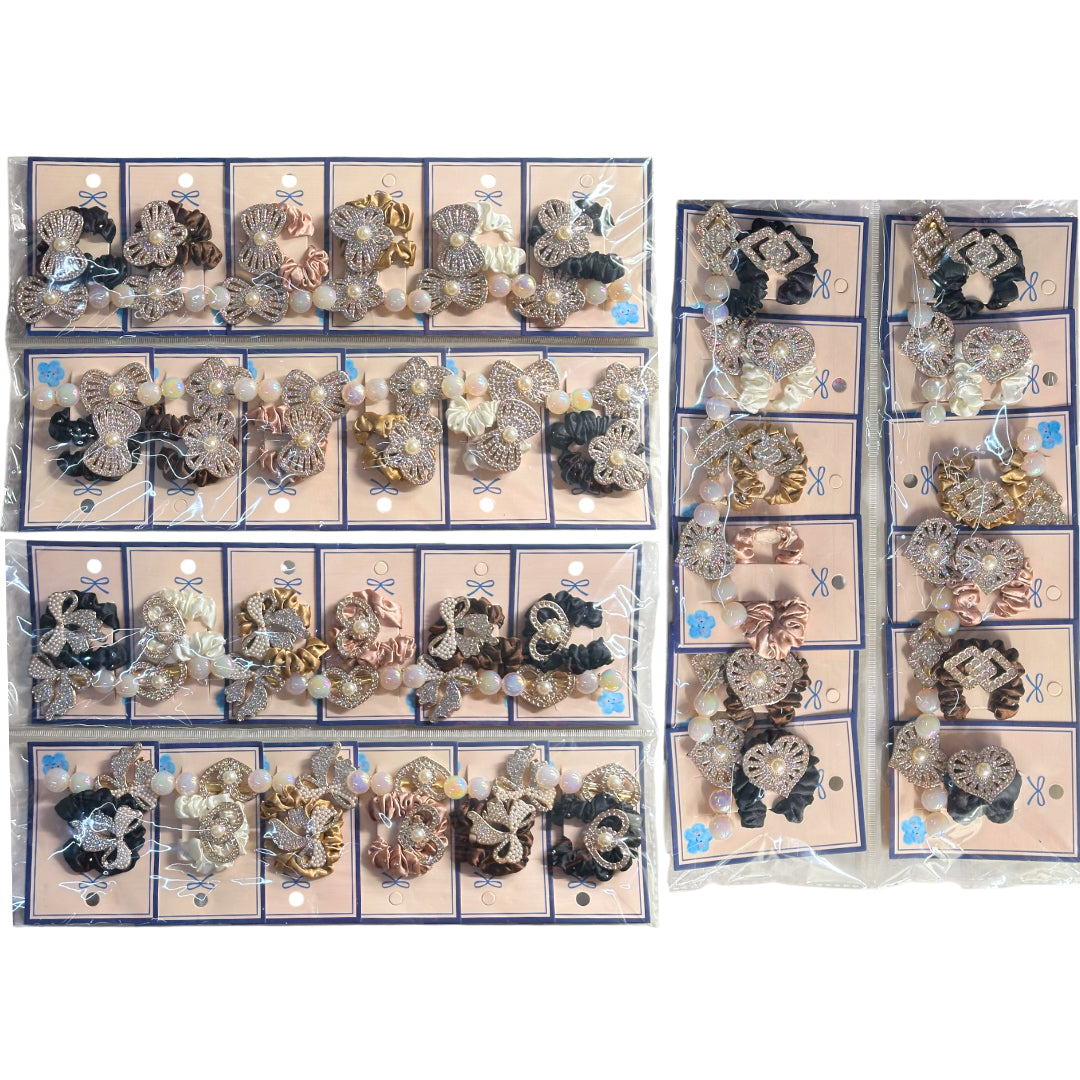 HPN-2588 (12 cards) Hair Tie + Hair Clip Set