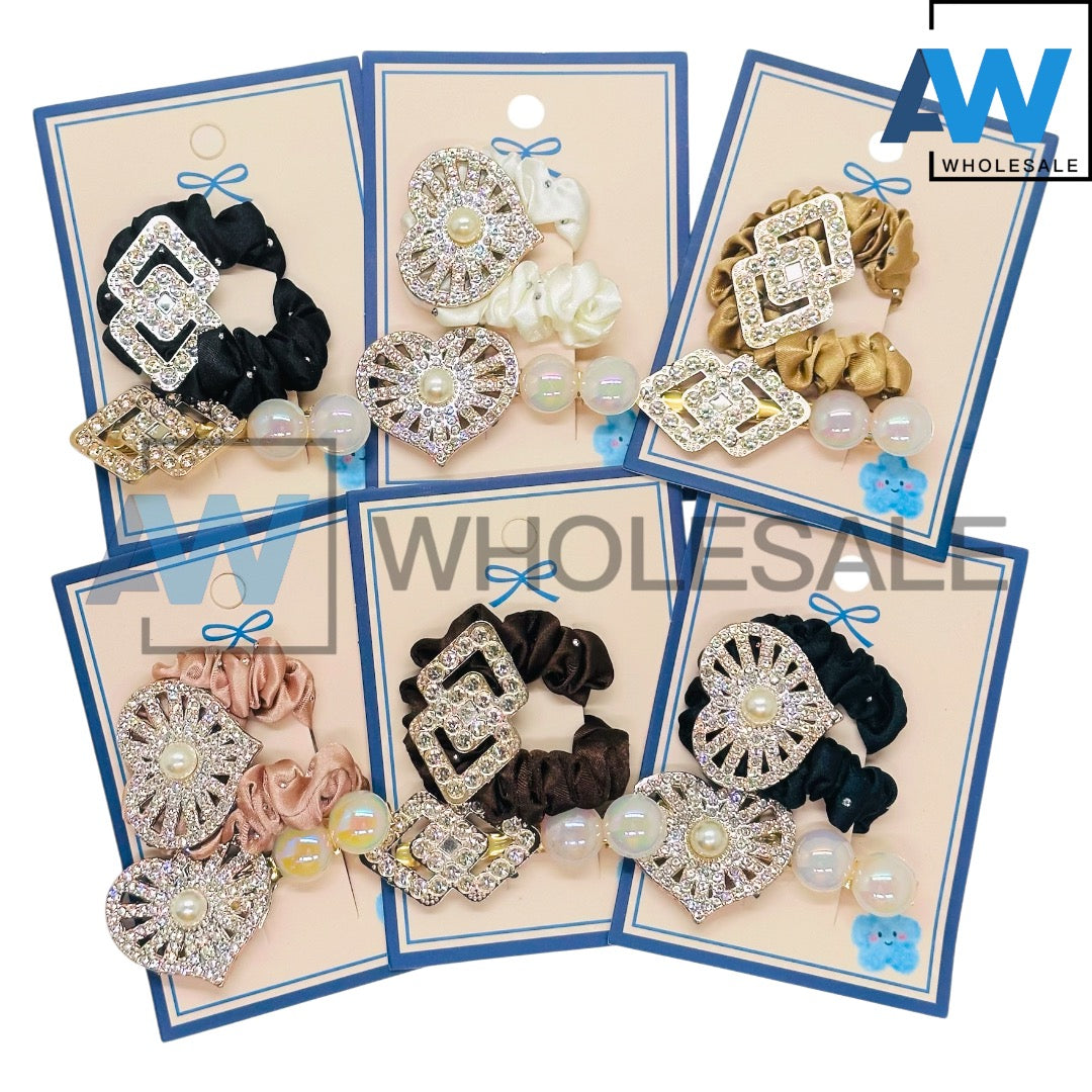 HPN-2588 (12 cards) Hair Tie + Hair Clip Set