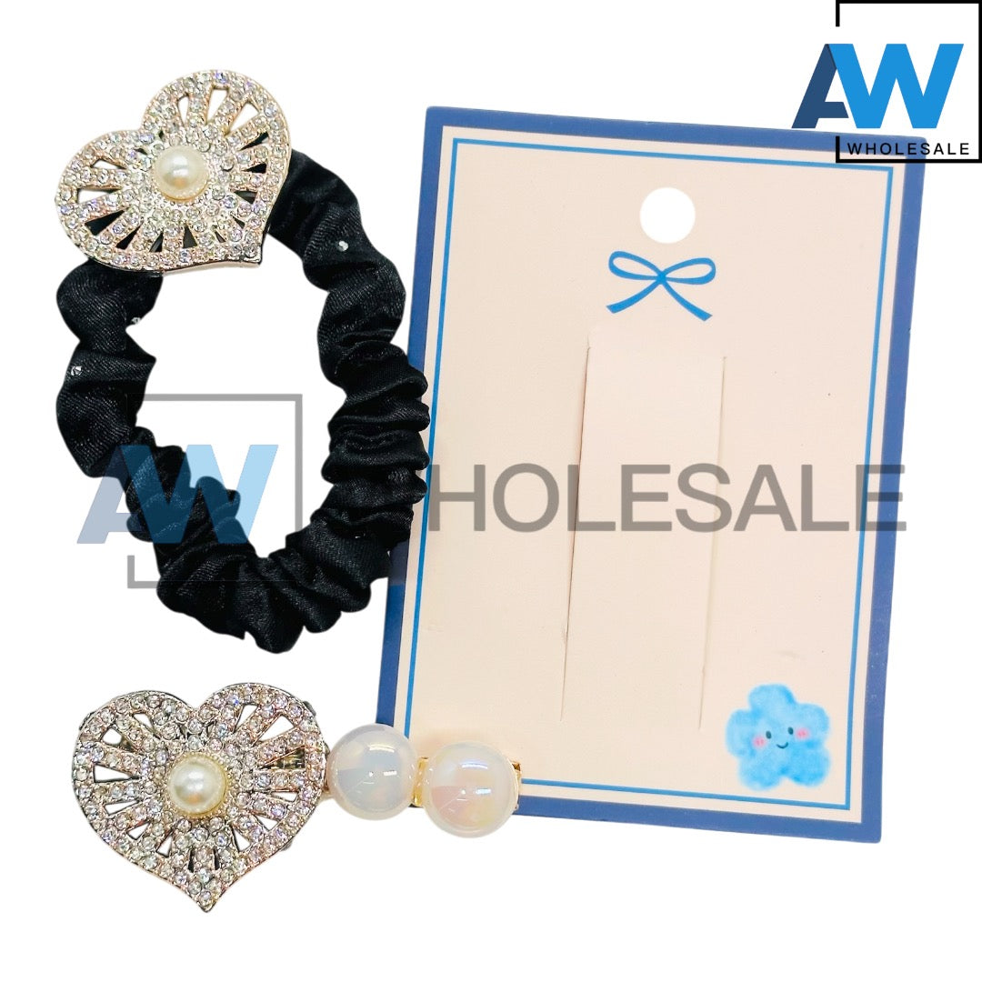 HPN-2588 (12 cards) Hair Tie + Hair Clip Set
