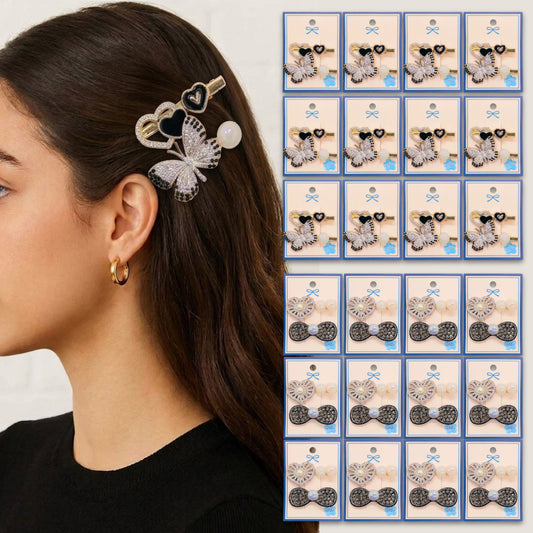 HPN-2589 (12 cards) 2 in 1 Butterfly Hair Clip Set