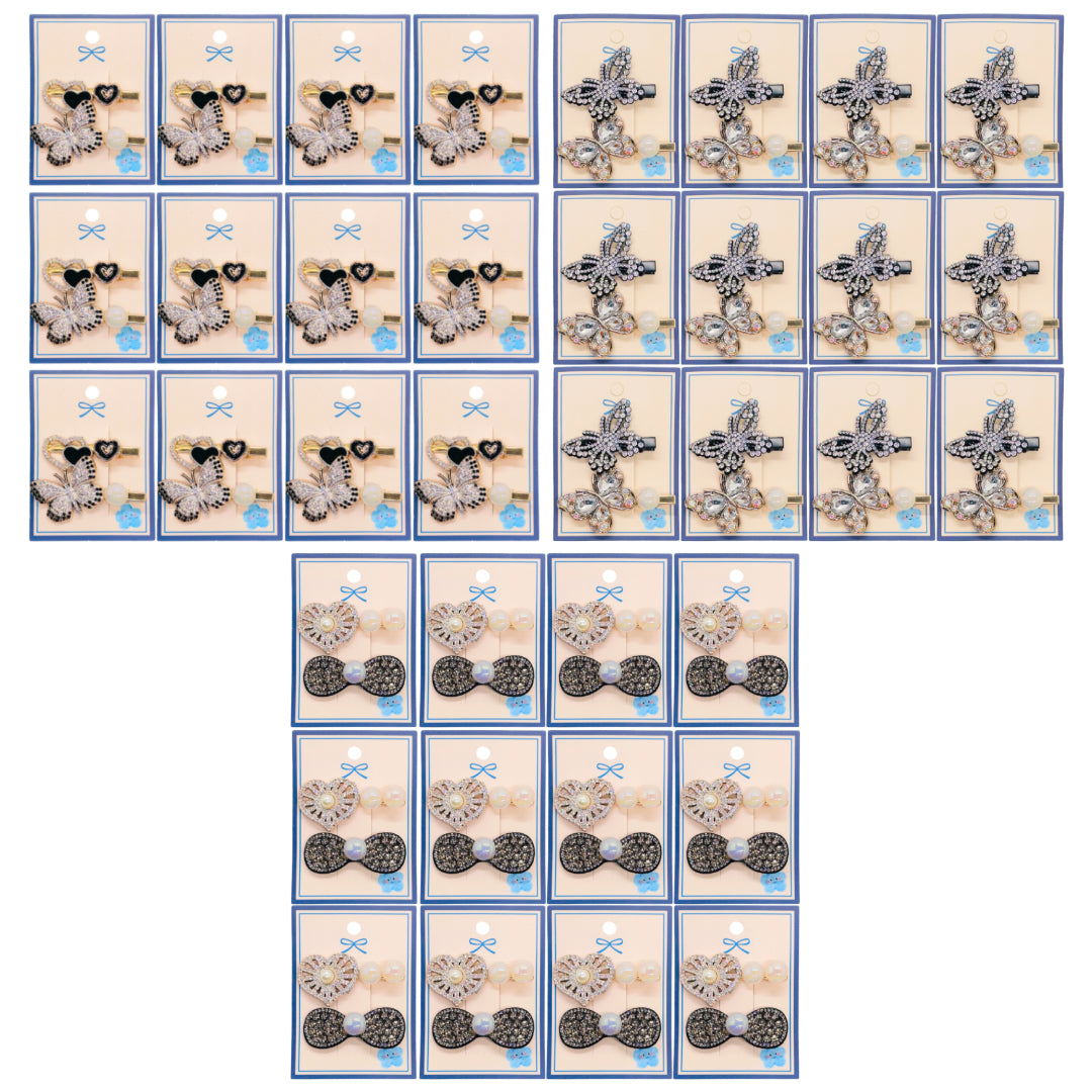 HPN-2589 (12 cards) 2 in 1 Butterfly Hair Clip Set