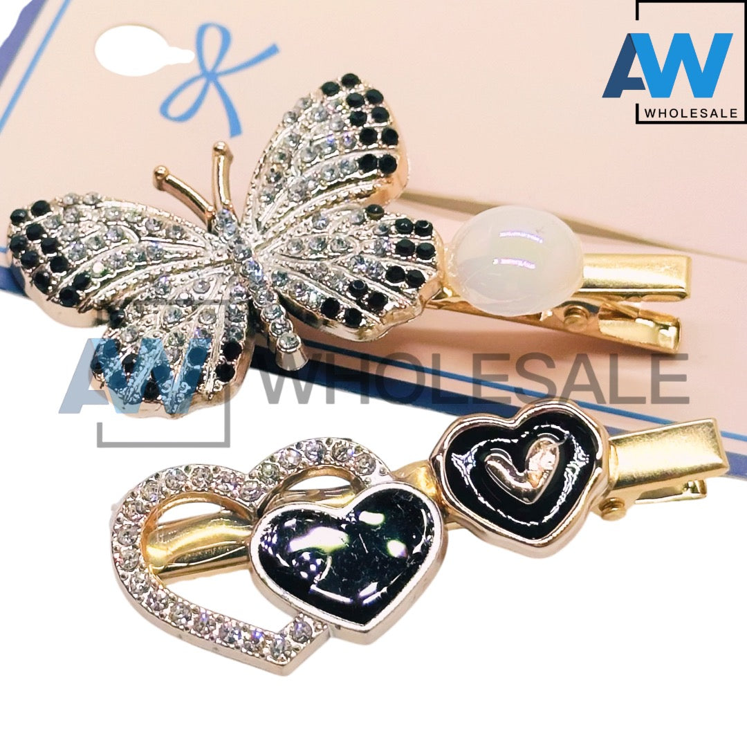 HPN-2589 (12 cards) 2 in 1 Butterfly Hair Clip Set