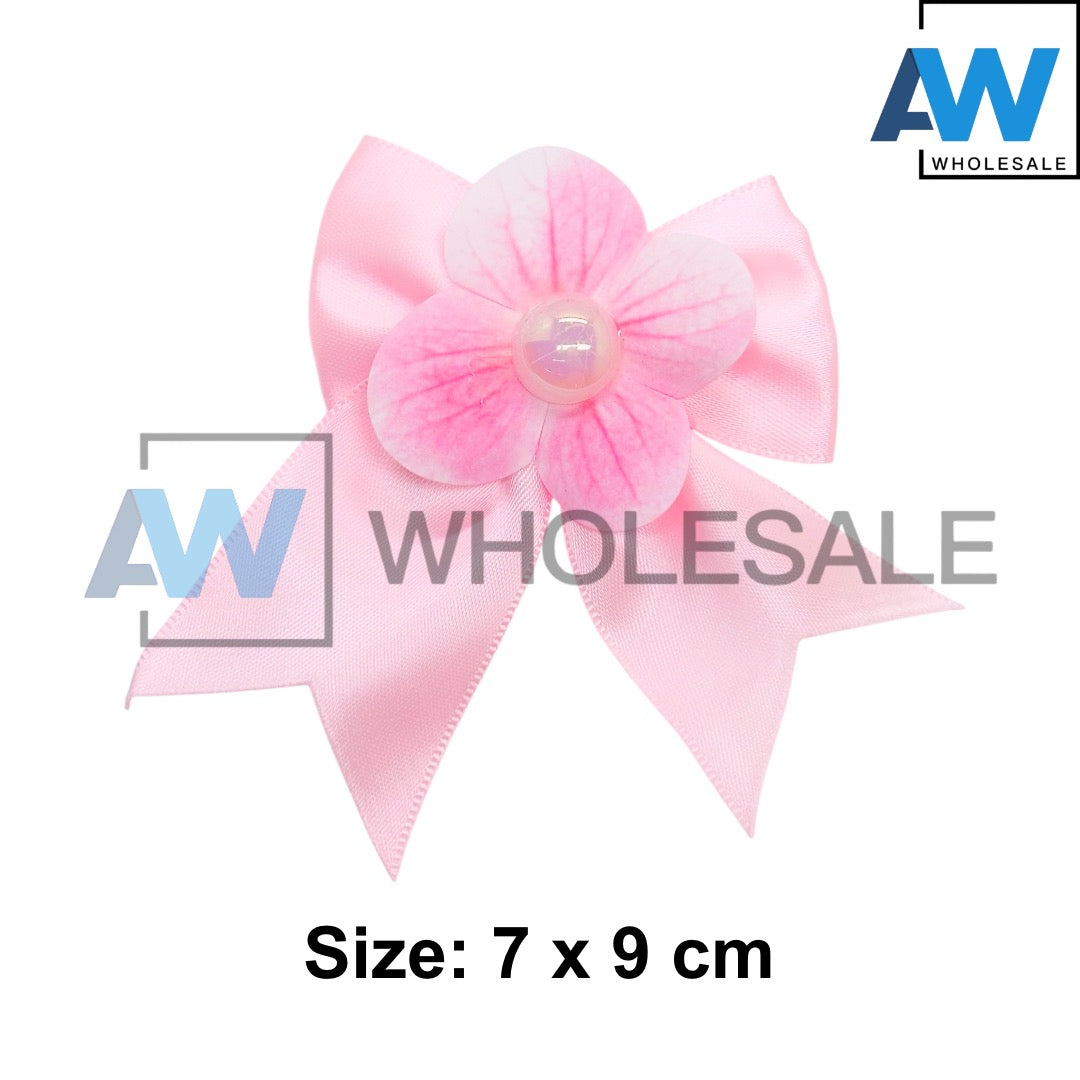 HPN-2590 (12 cards) Pearl Ribbon 2 in 1 Hair Clip Set