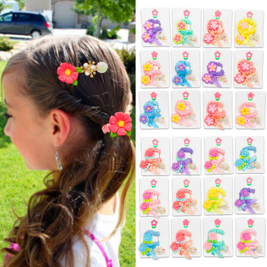 HPN-2591 (12 cards) Hair Tie + hair Clip Set
