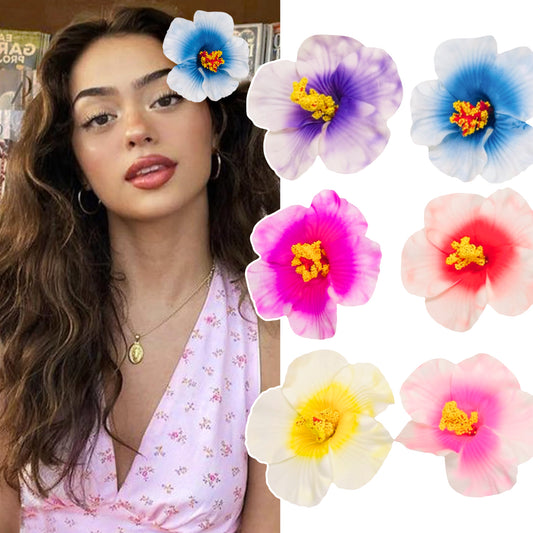 HPN-2593 (12 pcs) Hibiscus Flower Hair Clips