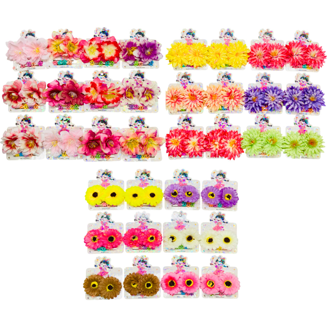 HPN-2599 (12 cards) Flower 6 in 1 Hair Clip Set