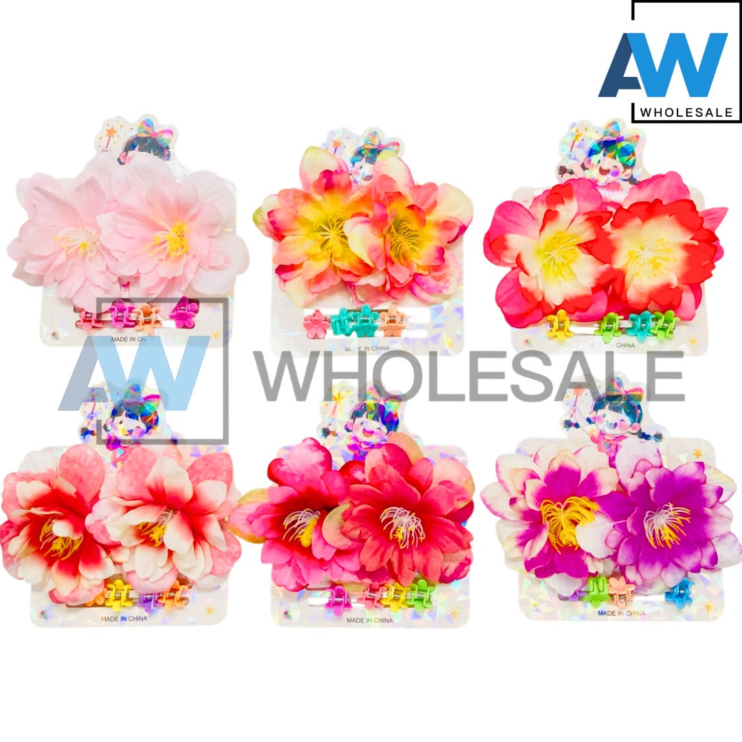 HPN-2599 (12 cards) Flower 6 in 1 Hair Clip Set