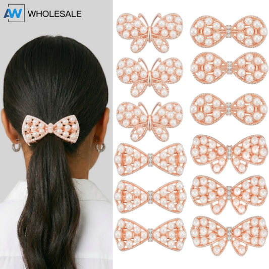 HPN-2607 (12 pcs) Pearl Metallic Hair Clips