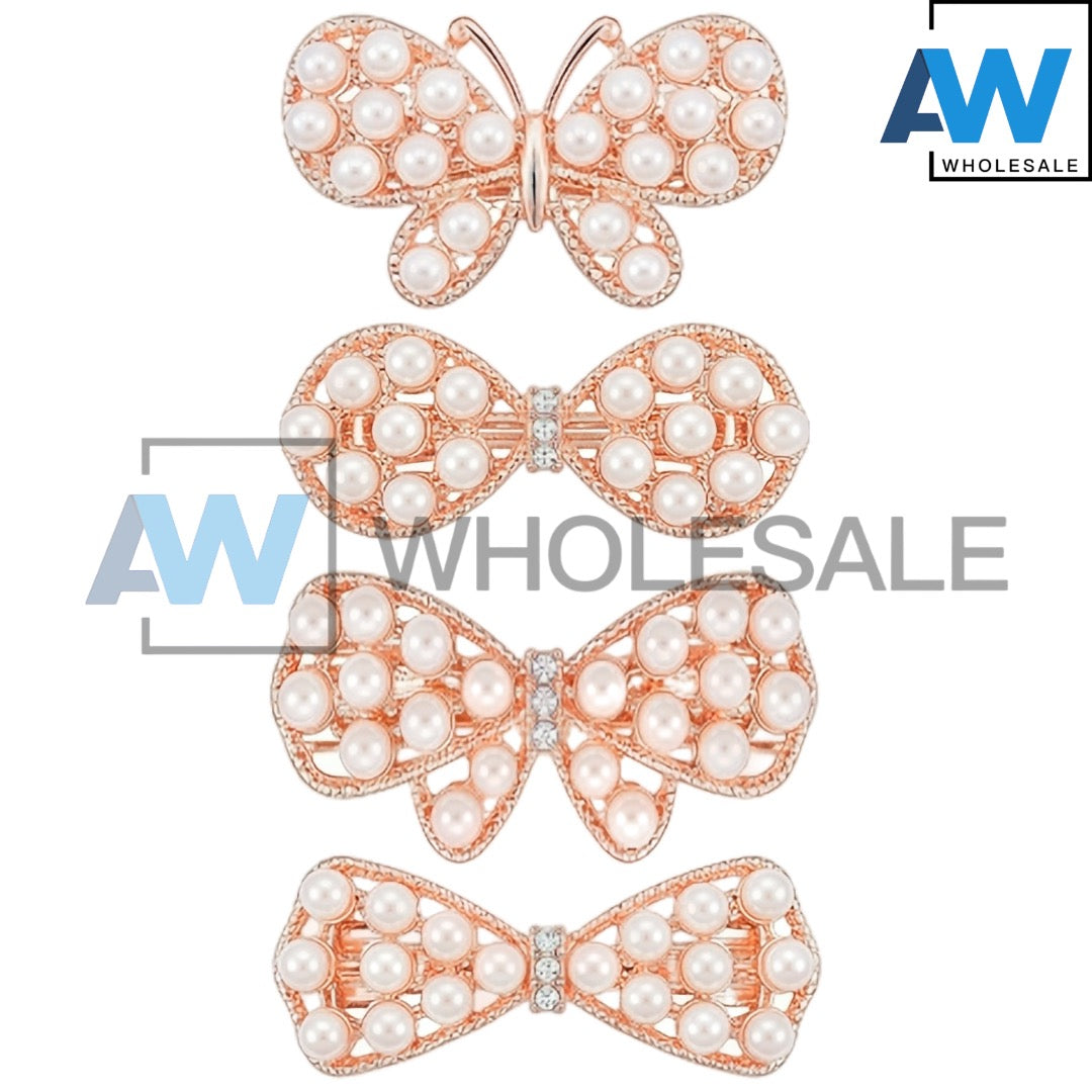 HPN-2607 (12 pcs) Pearl Metallic Hair Clips