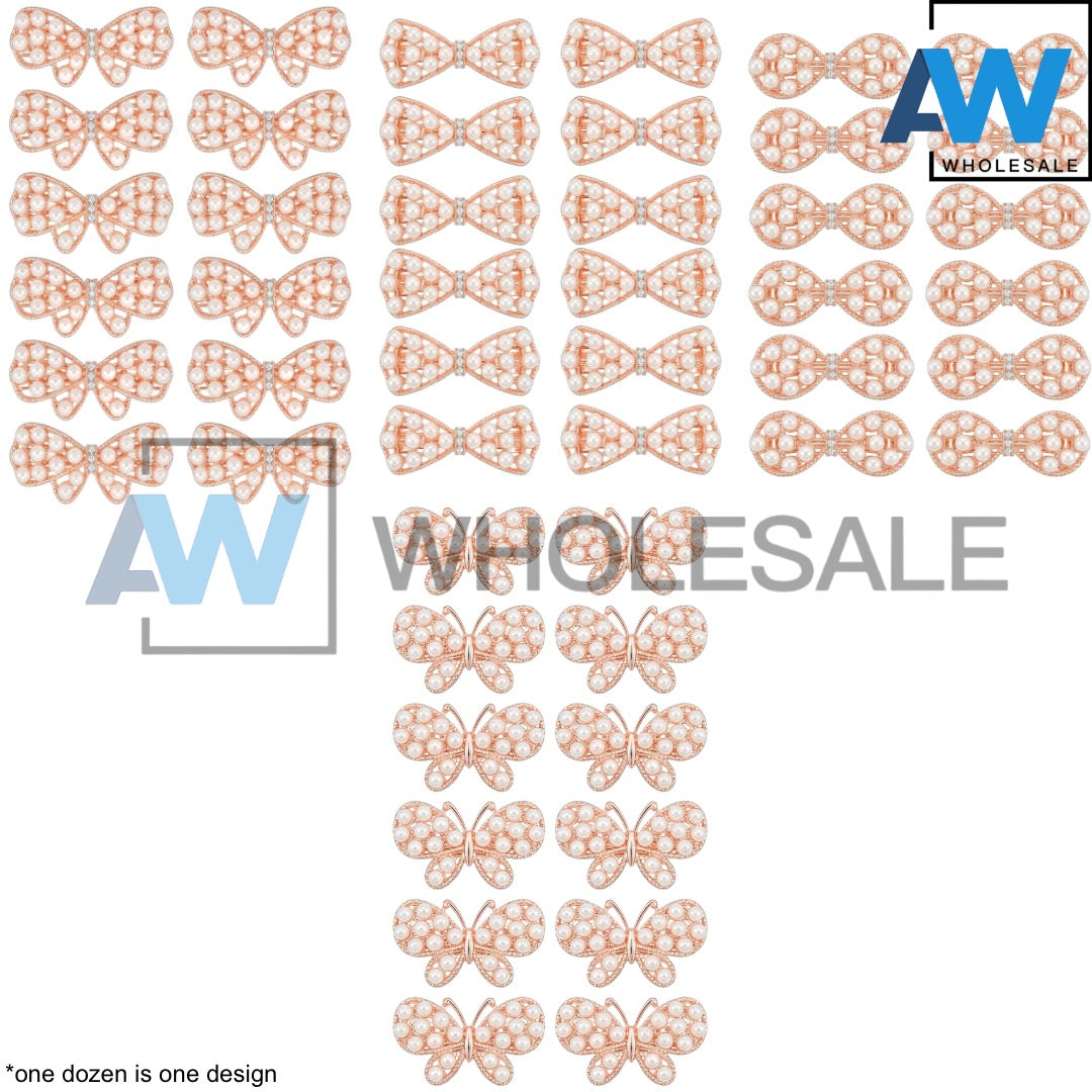 HPN-2607 (12 pcs) Pearl Metallic Hair Clips