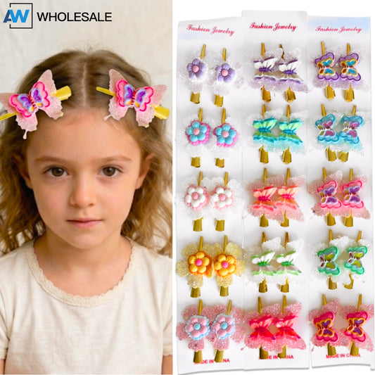 HPN-2615 (10 pcs) Flower/Butterfly Metal Hair Clips