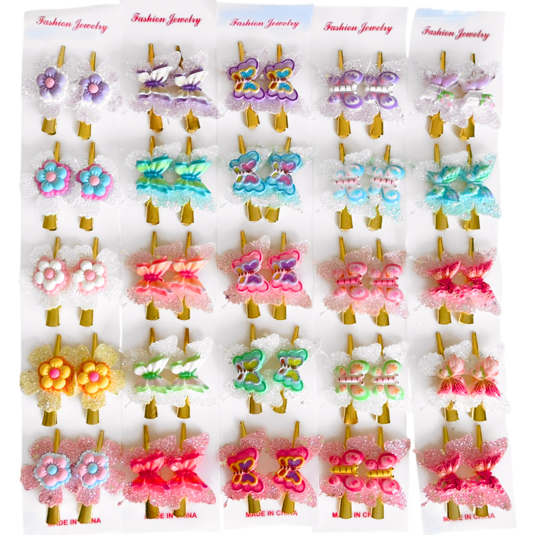 HPN-2615 (10 pcs) Flower/Butterfly Metal Hair Clips