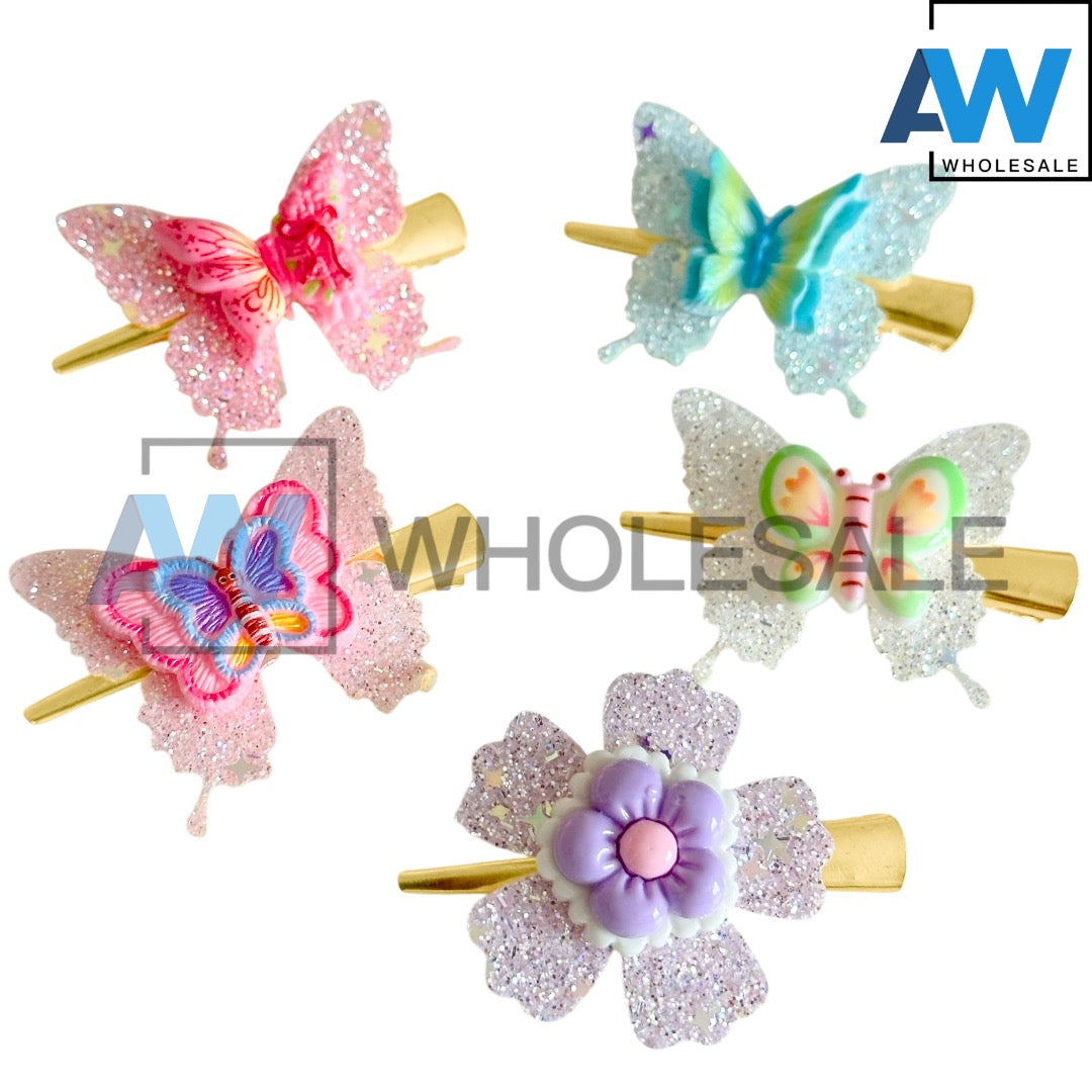 HPN-2615 (10 pcs) Flower/Butterfly Metal Hair Clips