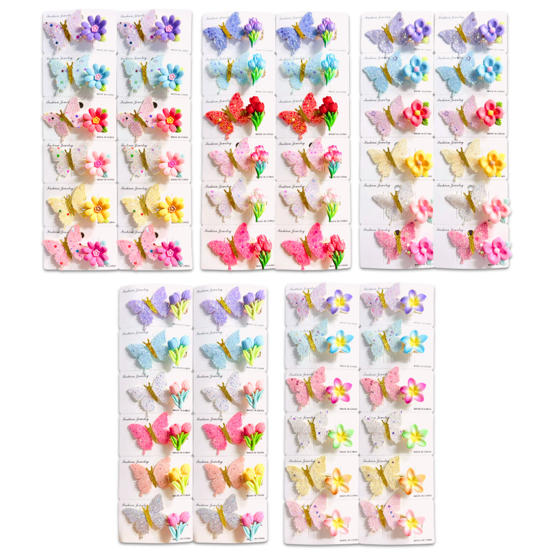 HPN-2616 (10 pcs) Glitter Butterfly Hair Clips