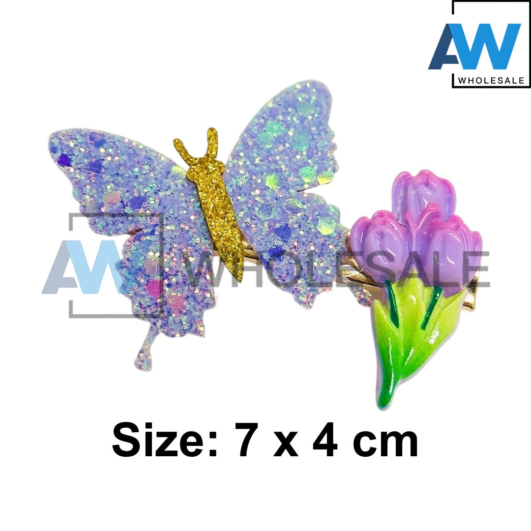 HPN-2616 (10 pcs) Glitter Butterfly Hair Clips