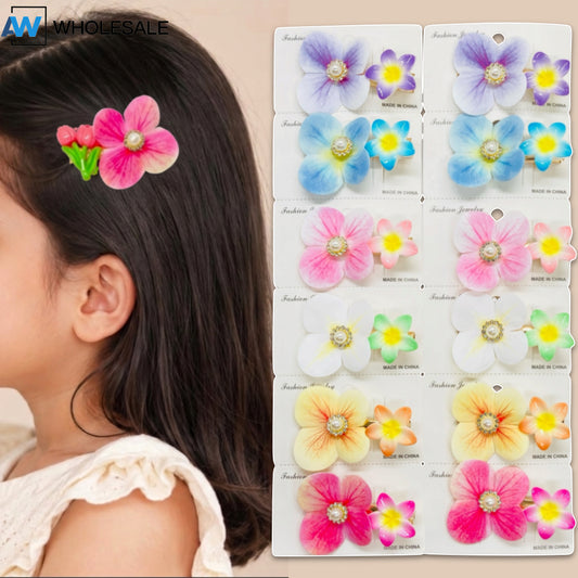 HPN-2617 (12 pcs) Flower Metal Hair Clips