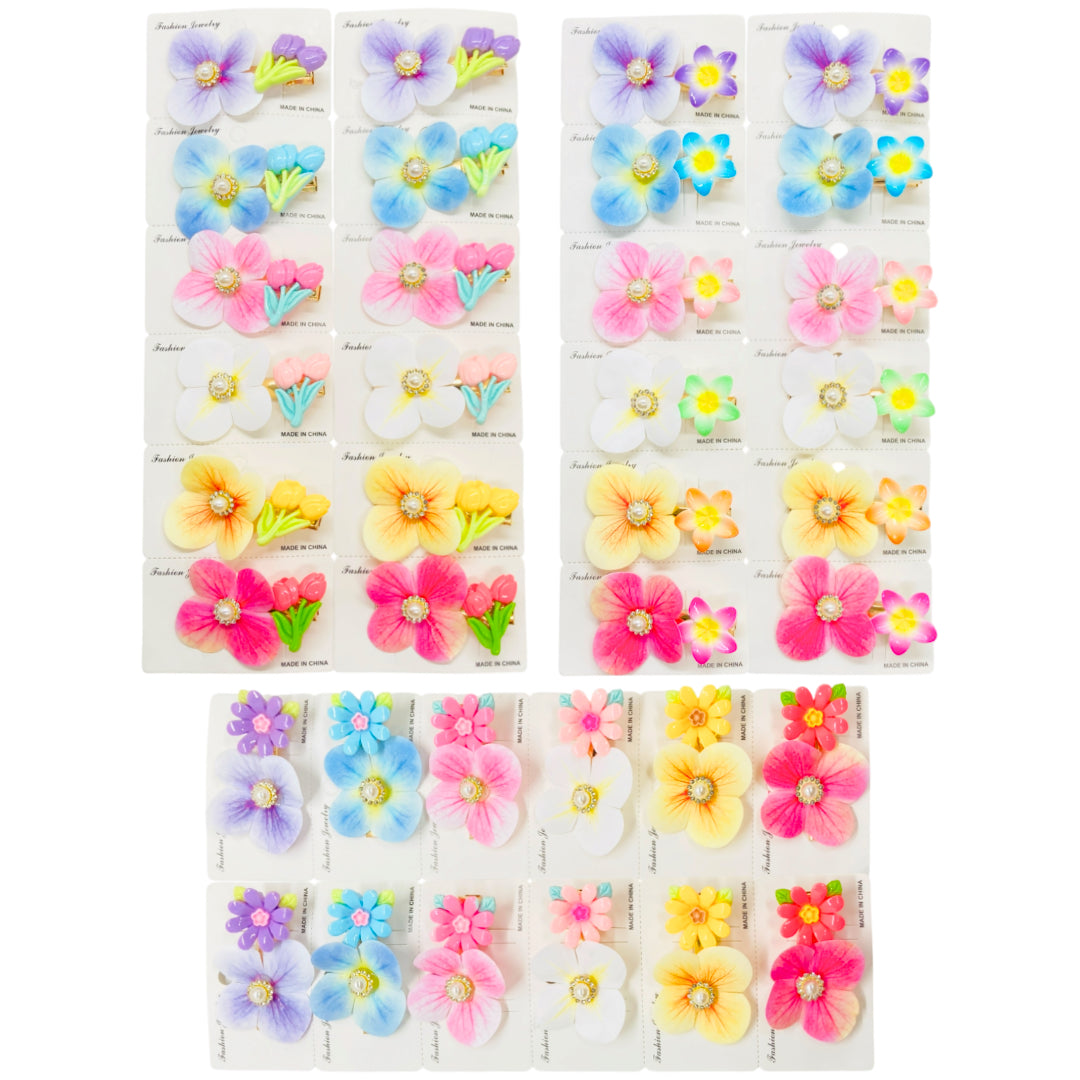 HPN-2617 (12 pcs) Flower Metal Hair Clips