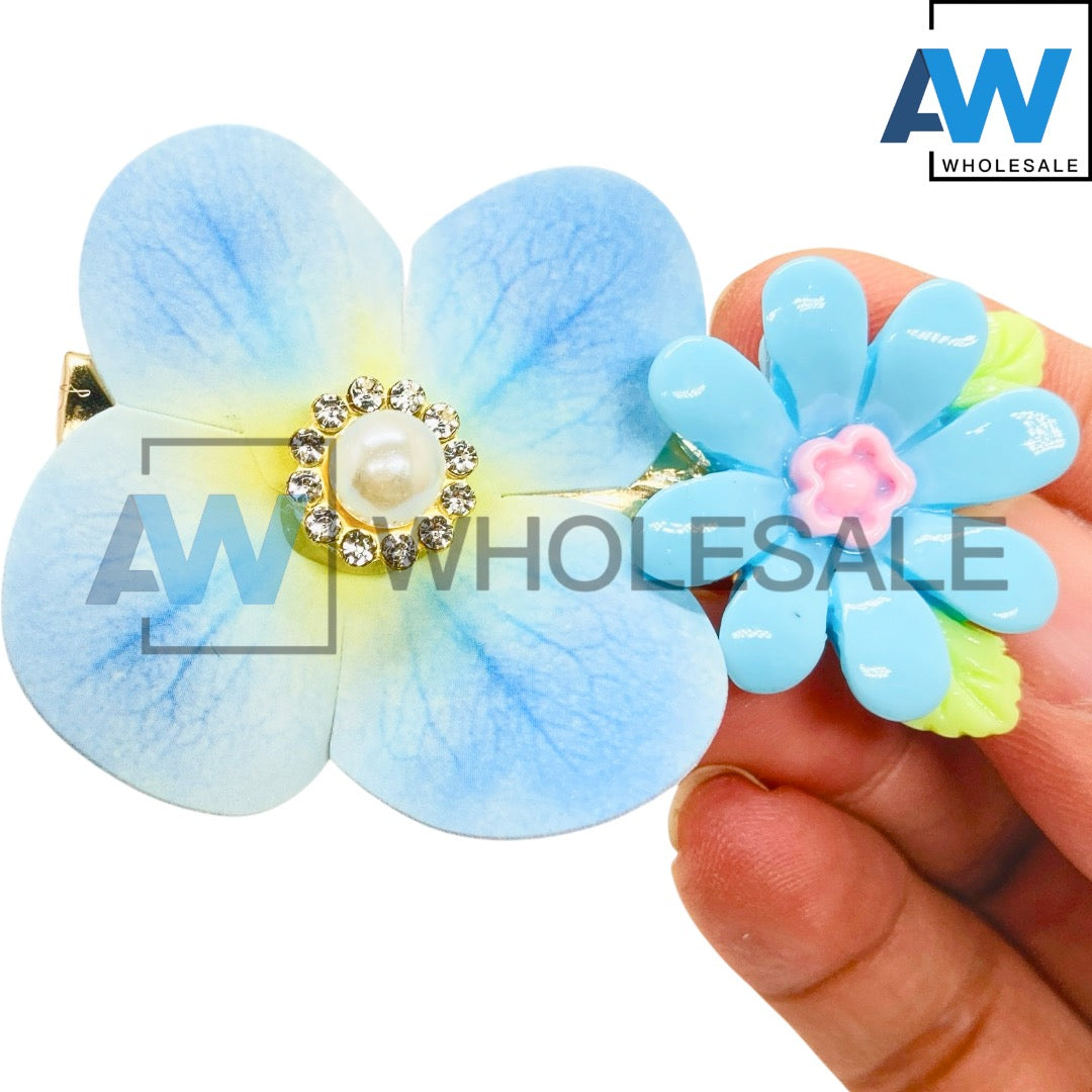 HPN-2617 (12 pcs) Flower Metal Hair Clips
