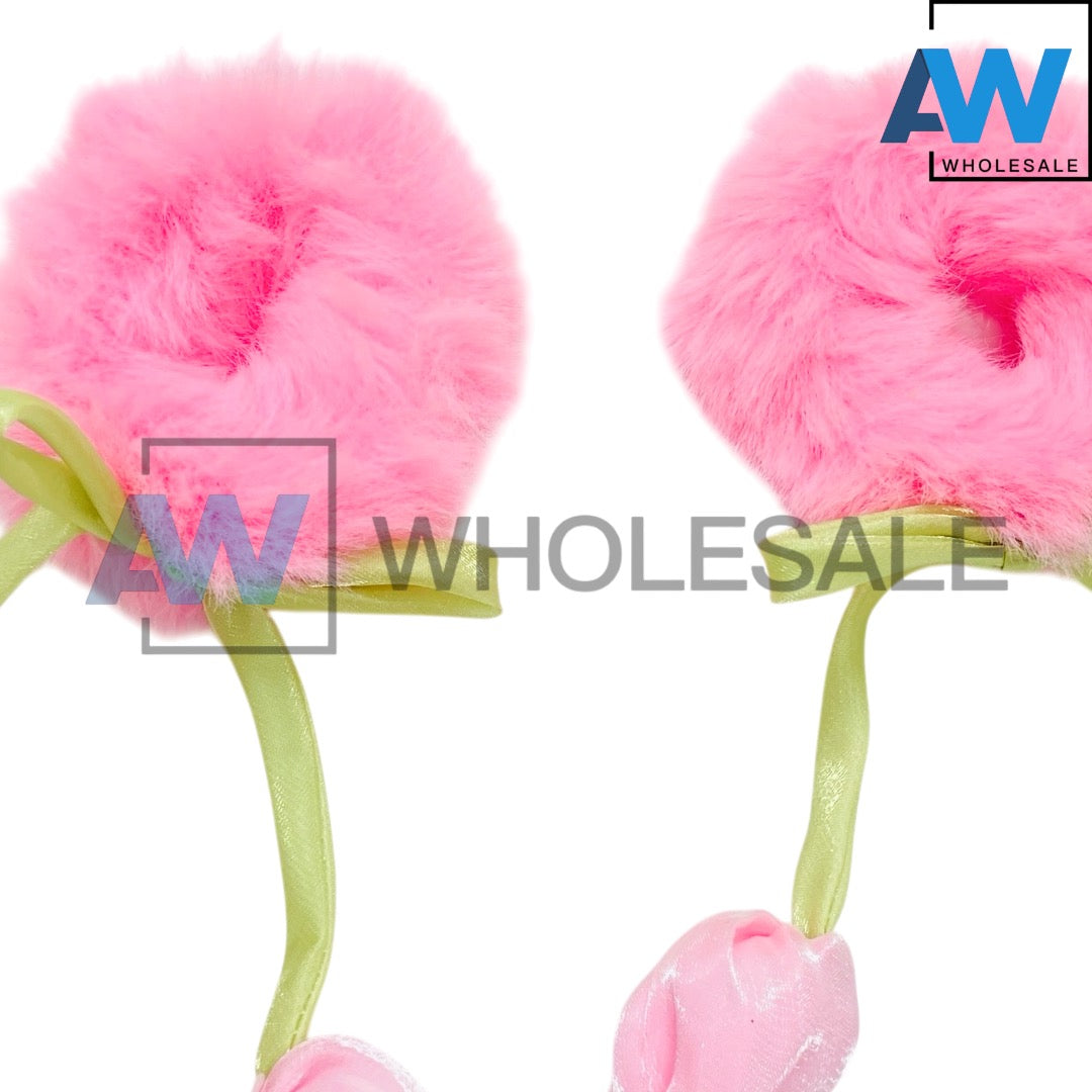HPN-2618 (10 pcs) Tulip Faux Fur Scrunchies