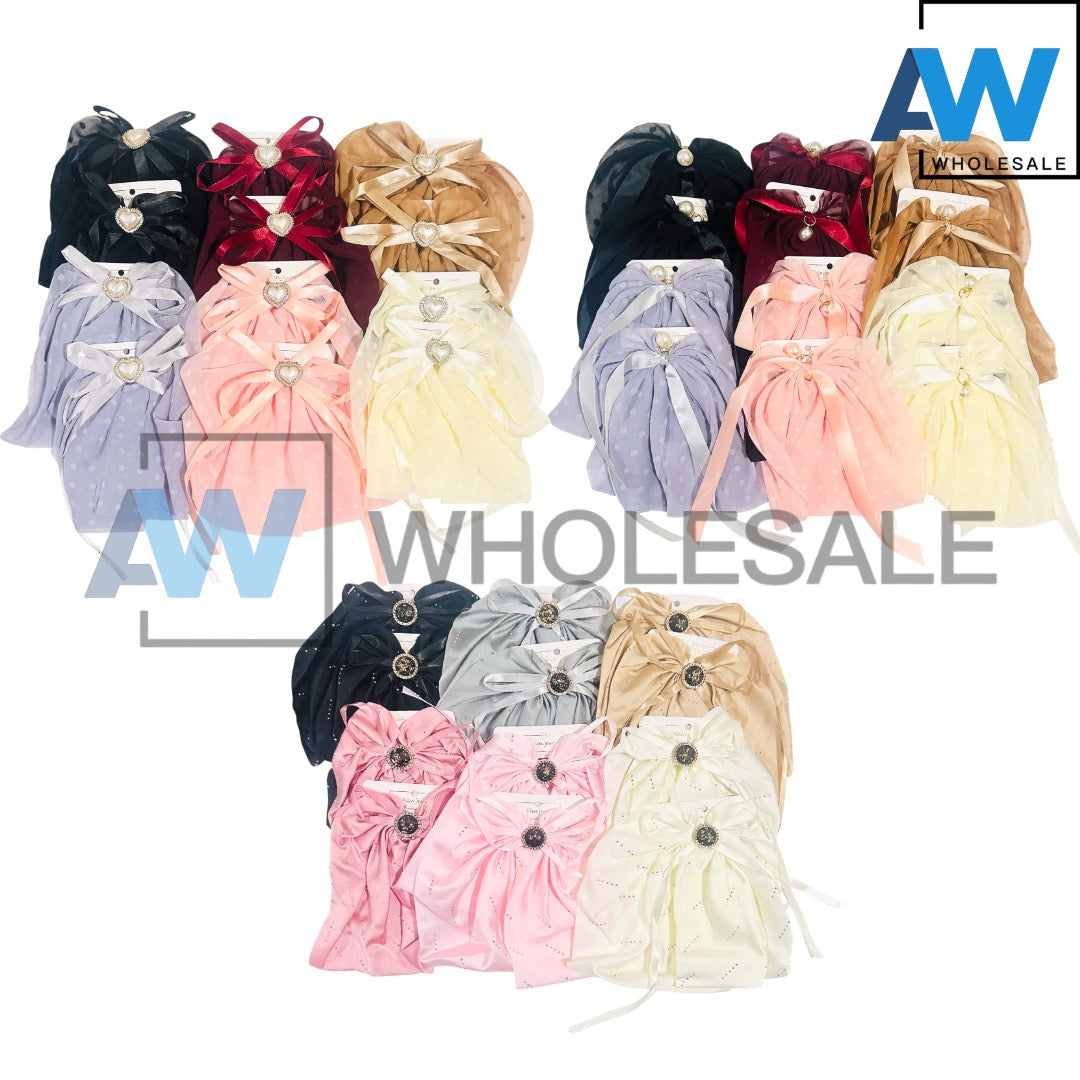 HPN-2620 (12 pcs) Ornament Ribbon Bow Hair Clips