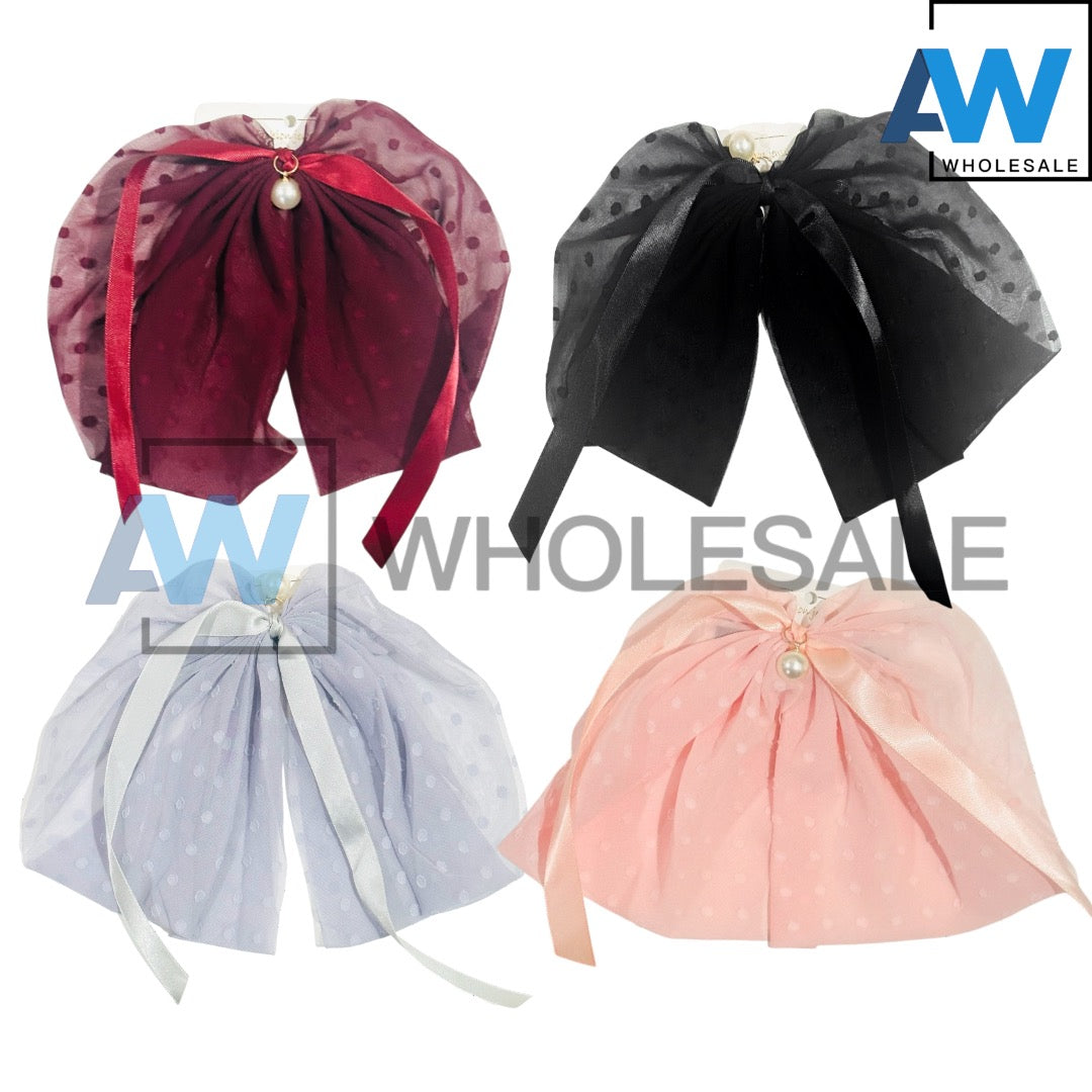 HPN-2620 (12 pcs) Ornament Ribbon Bow Hair Clips