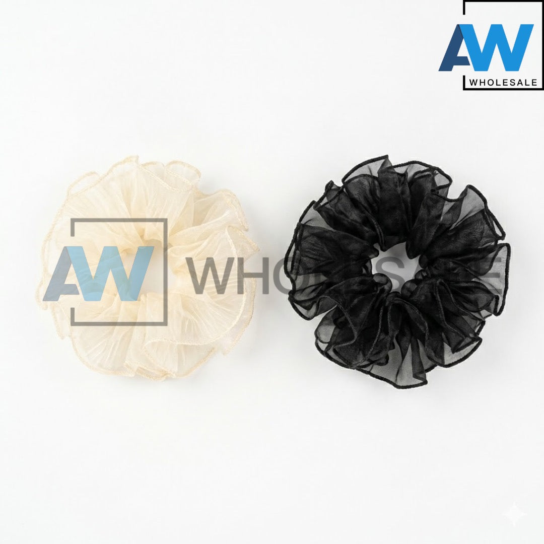 HPN-2623 (10 pcs) Double Layer Mesh Scrunchies Hair Ties