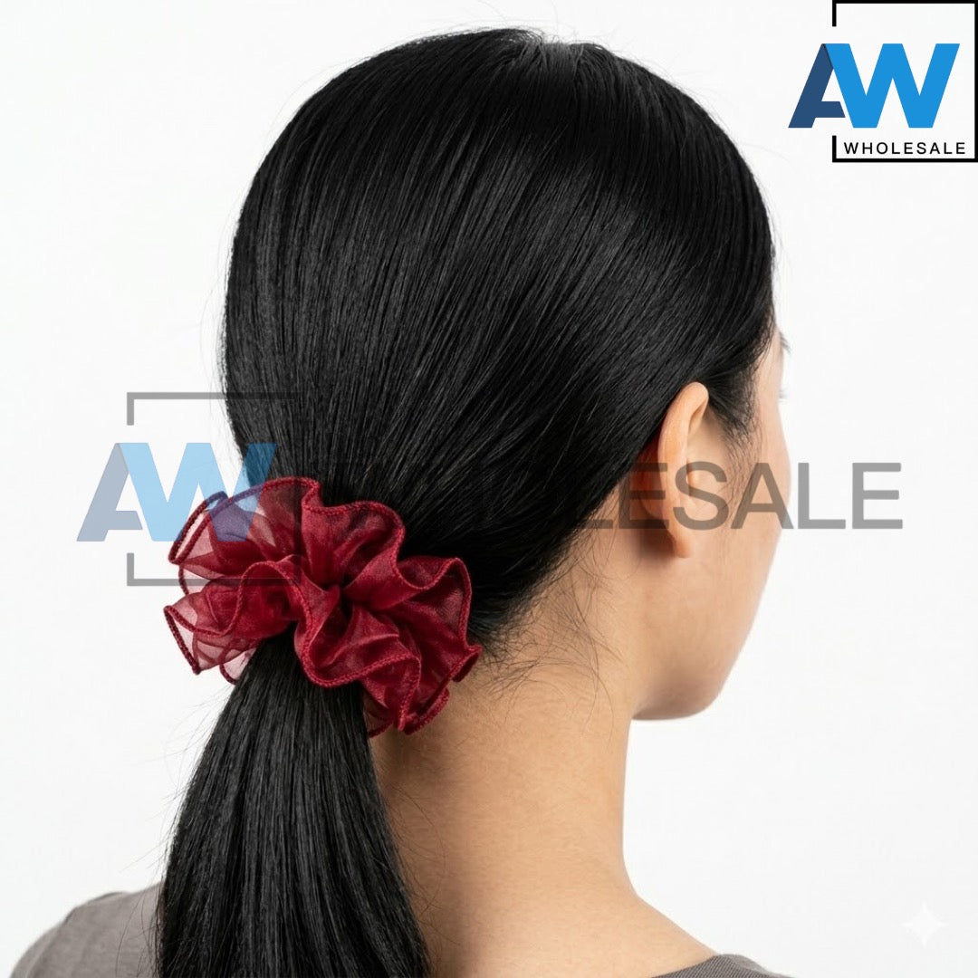 HPN-2623 (10 pcs) Double Layer Mesh Scrunchies Hair Ties