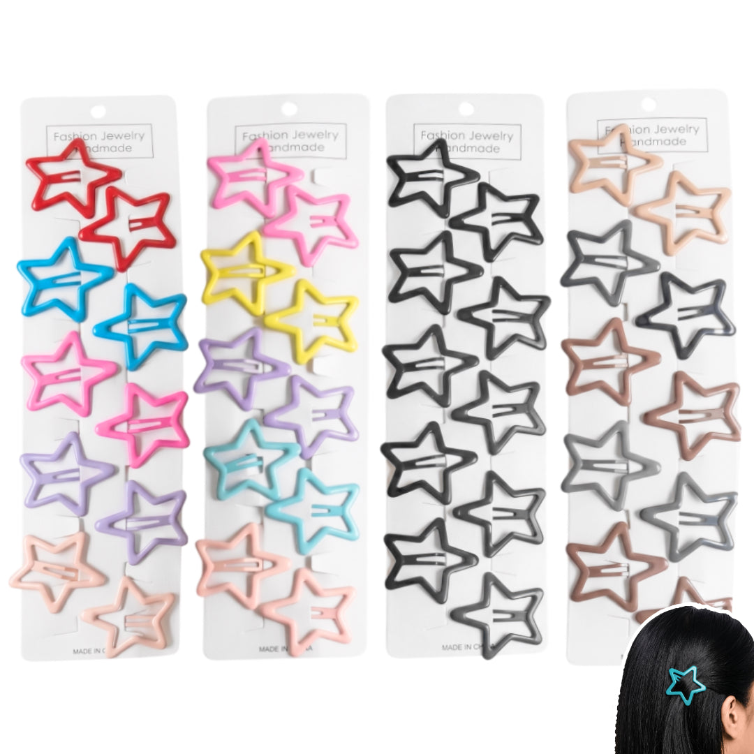 HPN-2632 (1 card) Glossy Star Snap Hair Clip