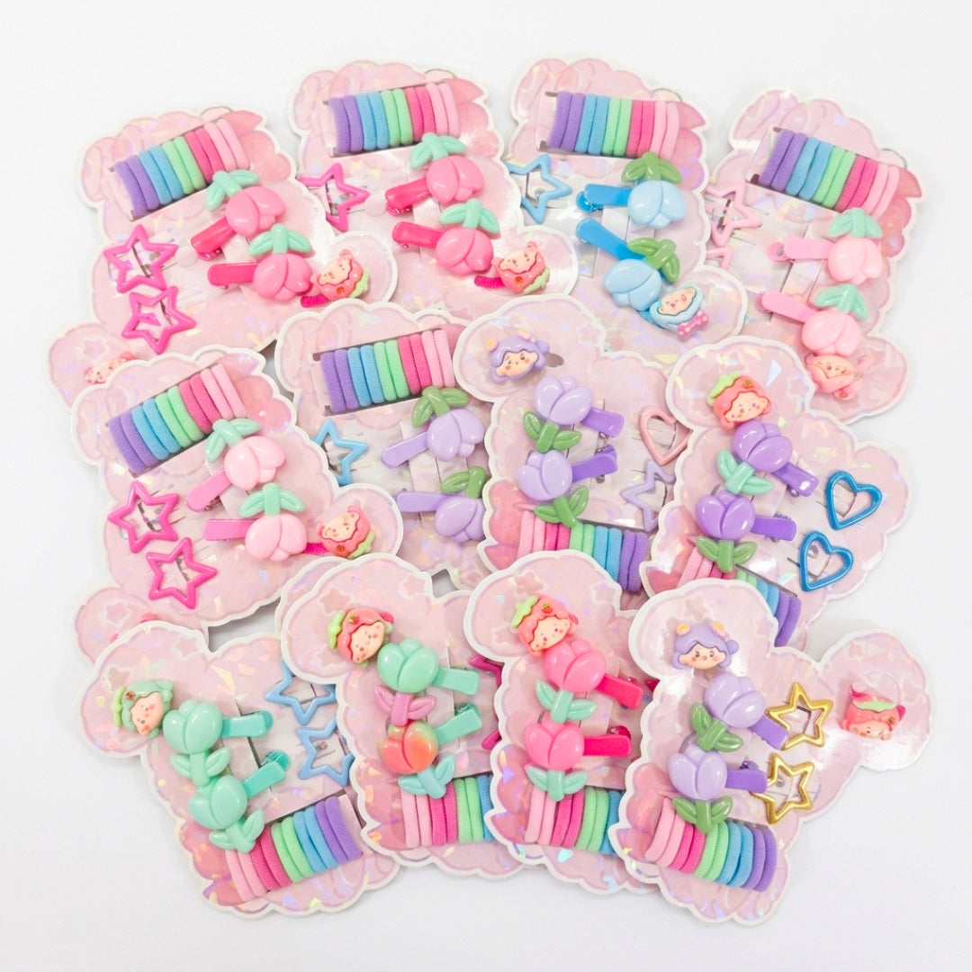 HPN-2633 (12 cards) 16 in 1 Hair TIe + Hair Clip Set